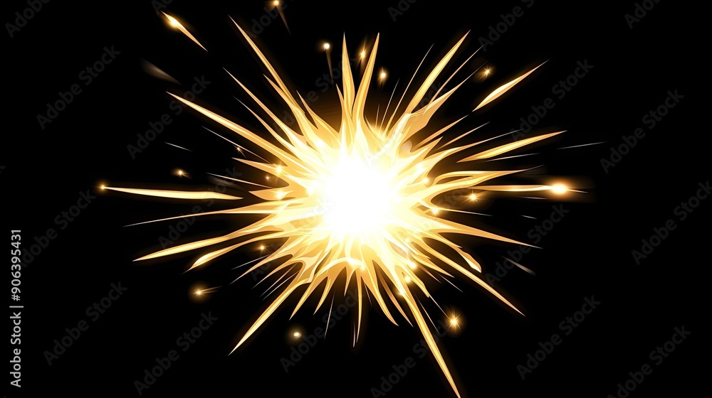 Dynamic Explosion of Golden Sparks Illuminating a Dark Background Dynamic Explosion of Golden Sparks Illuminating a Dark Background