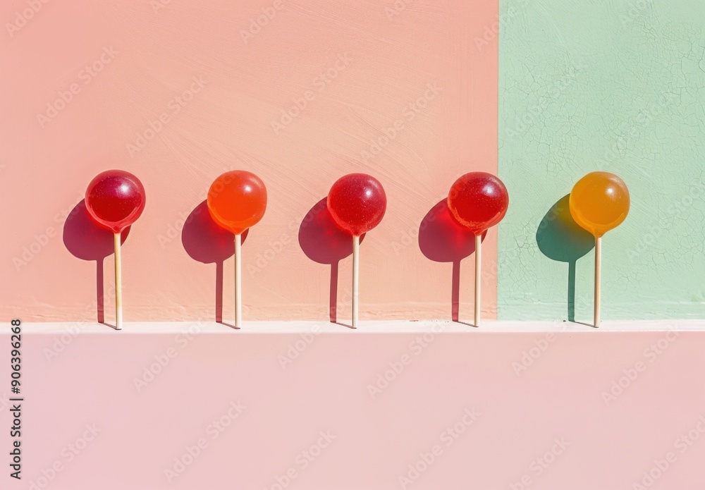 Colorful Lollipops on Pastel Background Colorful Lollipops on Pastel Background