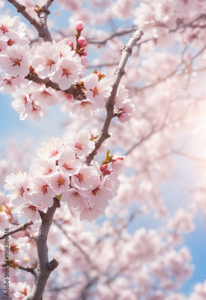 Sakura. Branches with pink flowers on a plain background for publications. Sakura. Branches with pink flowers on a plain background for publications.