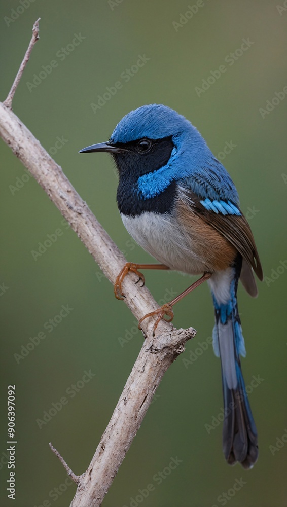 Male Fairywren clutching Mantid Lacewing in bea Male Fairywren clutching Mantid Lacewing in bea