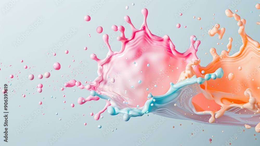 Fluid art with artistic representations of milk splashes, evoking a sense of vibrancy and excitement Fluid art with artistic representations of milk splashes, evoking a sense of vibrancy and excitement
