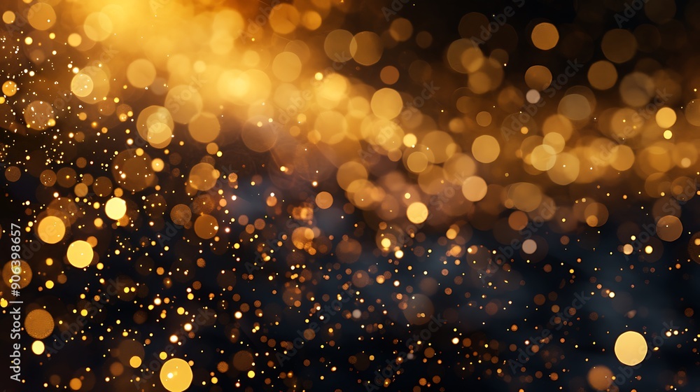 Radiant Golden Sparkles Glitter and Bokeh Lights on Dark Background for festive, Holidays, Banner Radiant Golden Sparkles Glitter and Bokeh Lights on Dark Background for festive, Holidays, Banner