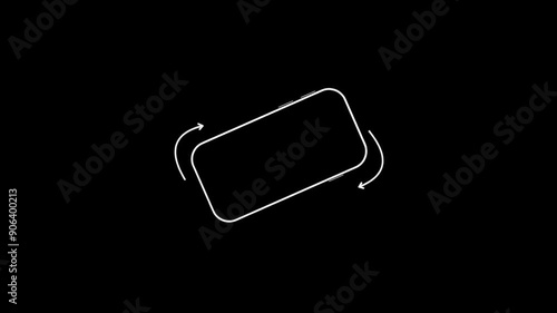 2D animation of rotate device symbol. Vector illustration of phone rotation icon on black background, perfect for user interface design and app instructions
