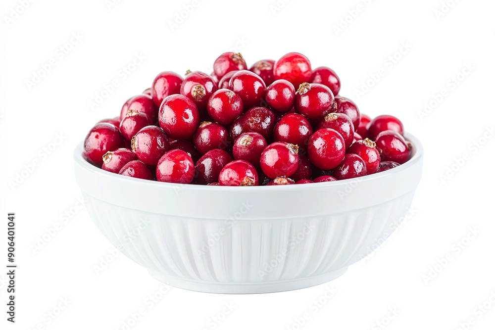 Fresh red cranberries in a white bowl ready for cooking or baking during holiday season Fresh red cranberries in a white bowl ready for cooking or baking during holiday season