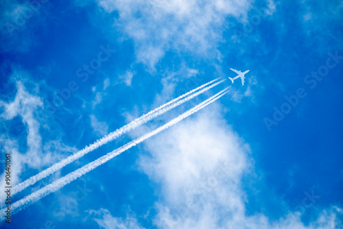 Passagierflugzeug mit Kondensstreifen