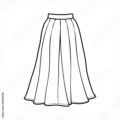 A flowy maxi skirt to color line art vector