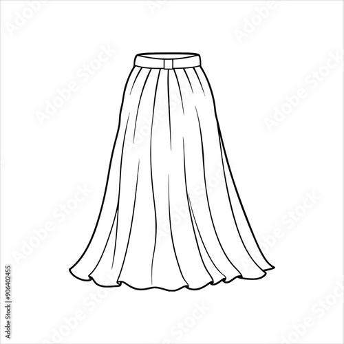 A flowy maxi skirt to color line art vector