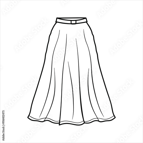 A flowy maxi skirt to color line art vector