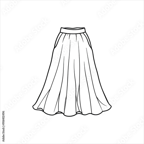 A flowy maxi skirt to color line art vector