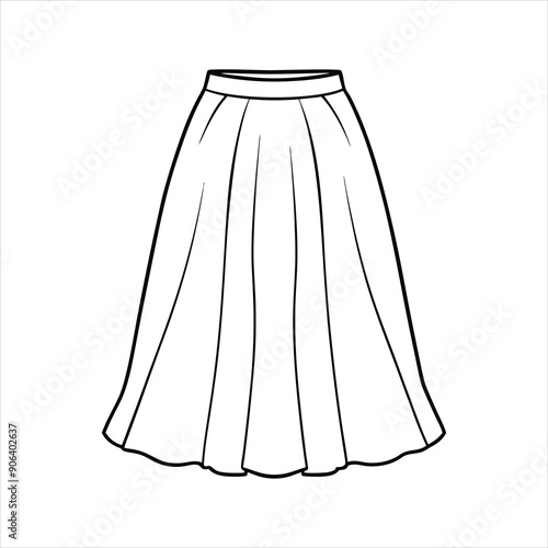 A flowy maxi skirt to color line art vector