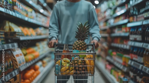 The shopping cart in supermarket photo