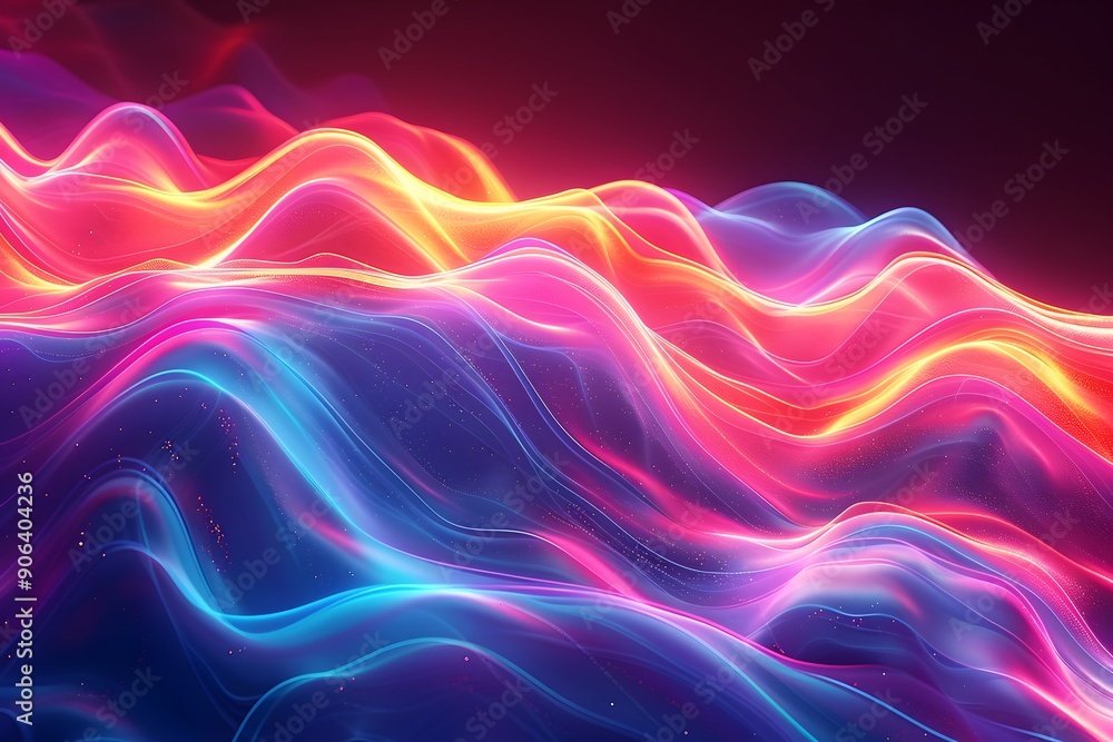 Vibrant Waves of Light in a Colorful Abstract Landscape Vibrant Waves of Light in a Colorful Abstract Landscape