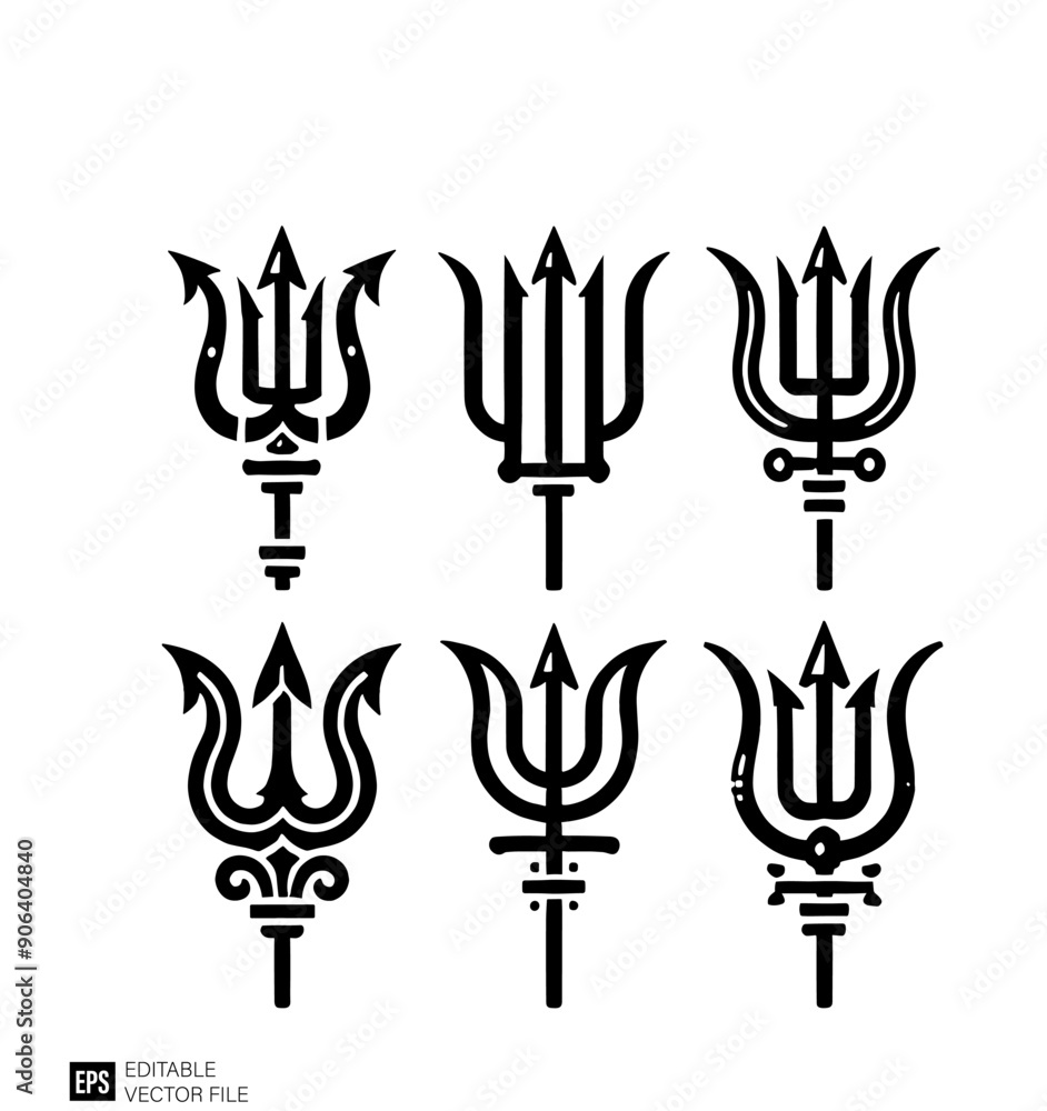 trident set black and white vector clip art silhouette graphic design trident set black and white vector clip art silhouette graphic design