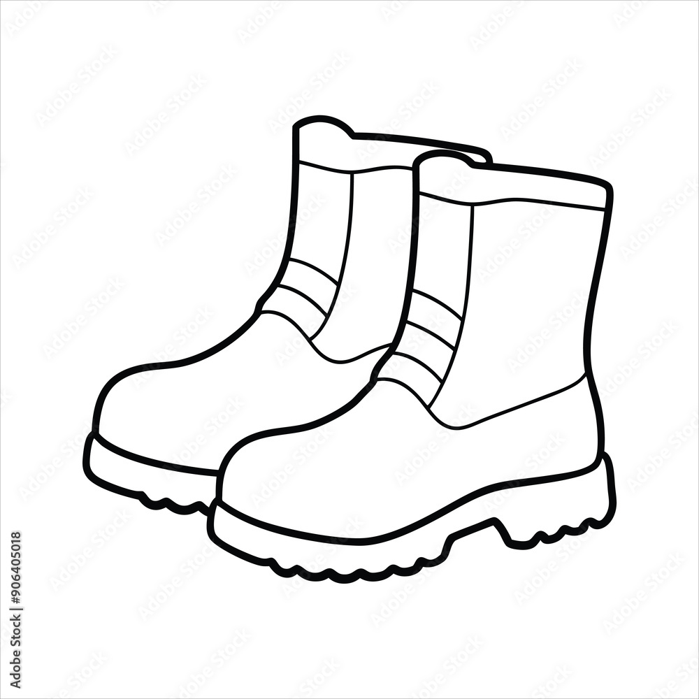 a pair of snow boots line art vector a pair of snow boots line art vector