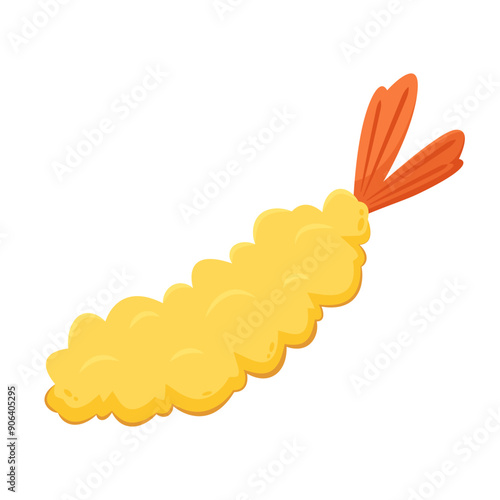 Tempura fried shrimp vector isolated illustration. Tempura fried shrimp on white background.