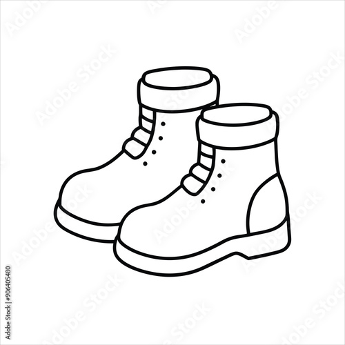 a pair of snow boots line art vector
