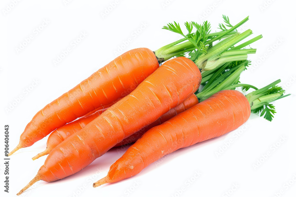 Fresh healthy organic bunch of carrots on white background. Fresh healthy organic bunch of carrots on white background.