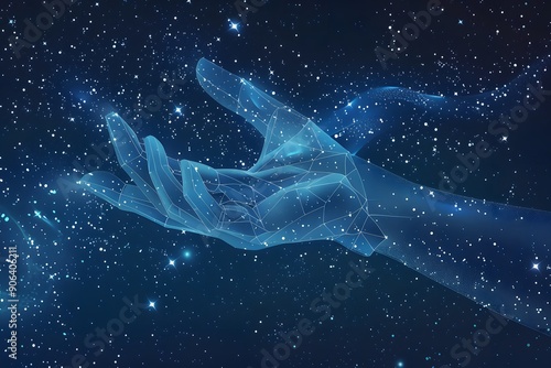 Ethereal Hand Reaching into the Cosmic Universe