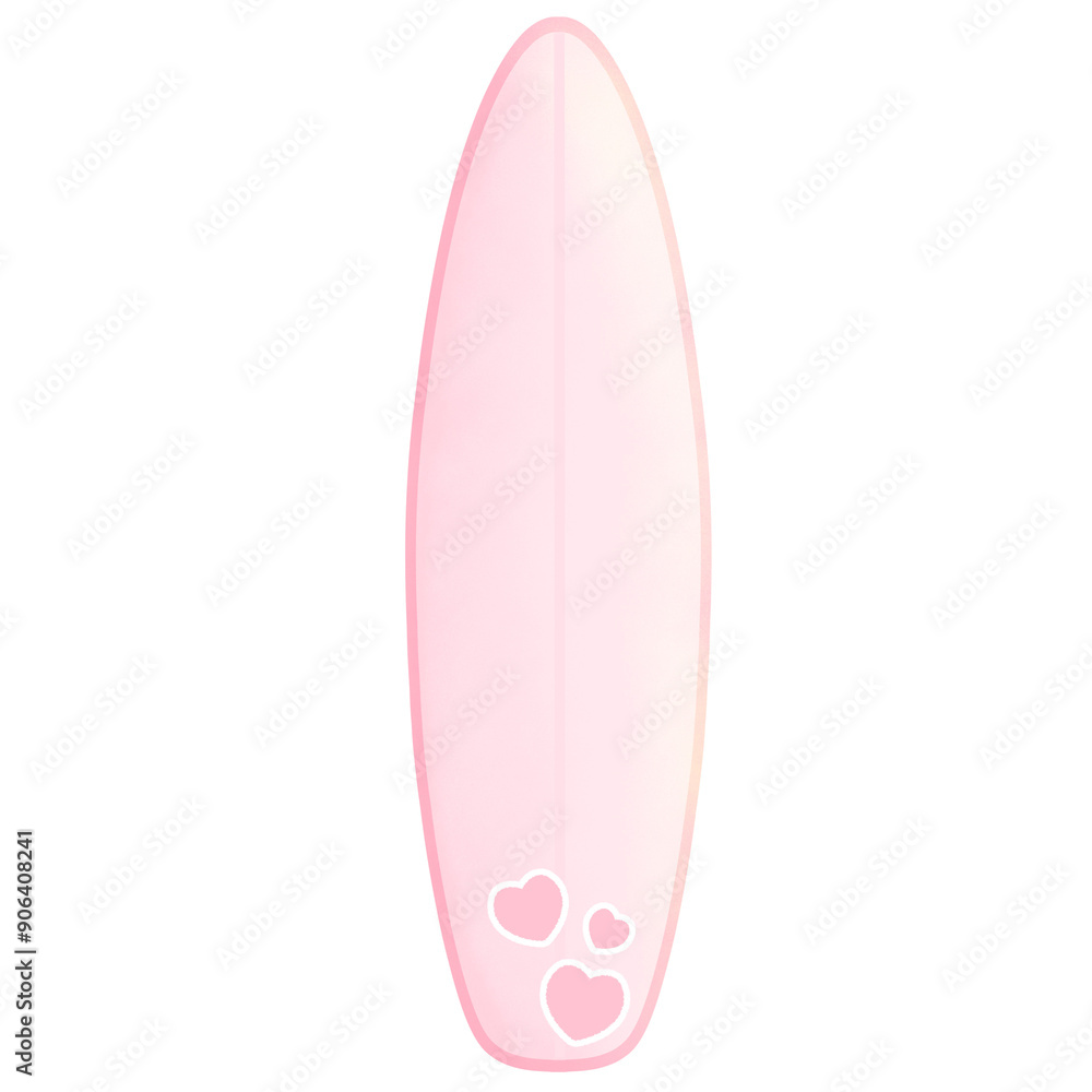 Pastel surfboard ready for beach vacation hand drawn illustration isolated Pastel surfboard ready for beach vacation hand drawn illustration isolated