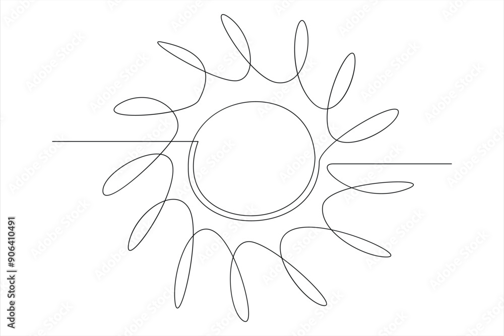 Continuous one line drawing sun art Summer sun contour line sign line art illustration
Continuous one line drawing sun art Summer sun contour line sign line art illustration
