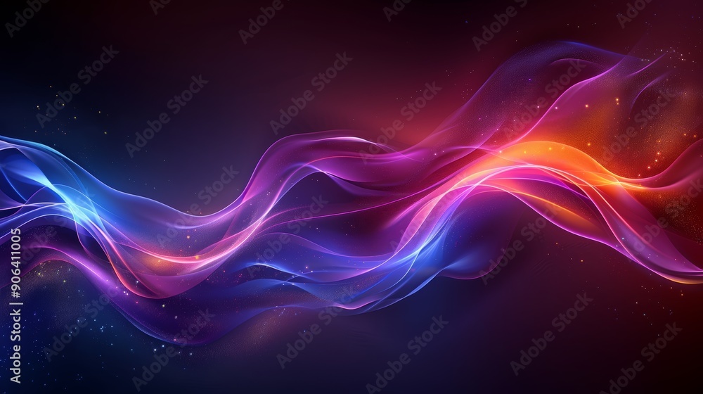 Naklejka premium beautiful and colorful waves, smoke, fog flows on dark background