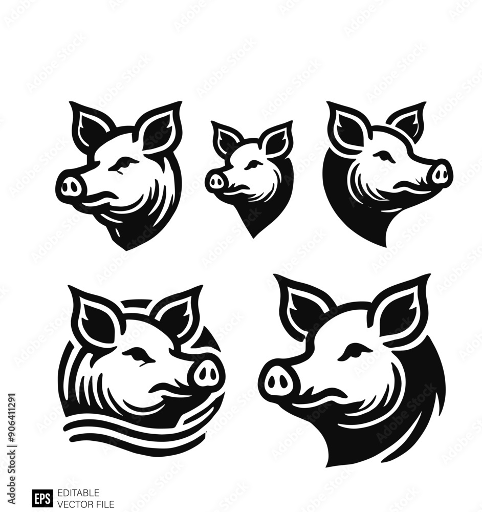 set of pig vector design set of pig vector design