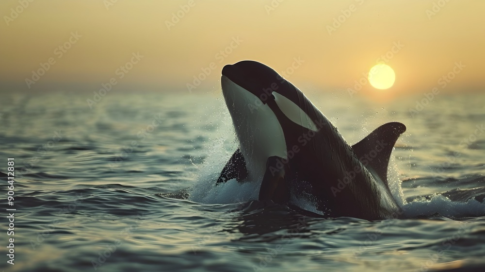 Obraz premium Majestic Orca Breaching the Ocean Showcasing the Power and Beauty of Marine Life