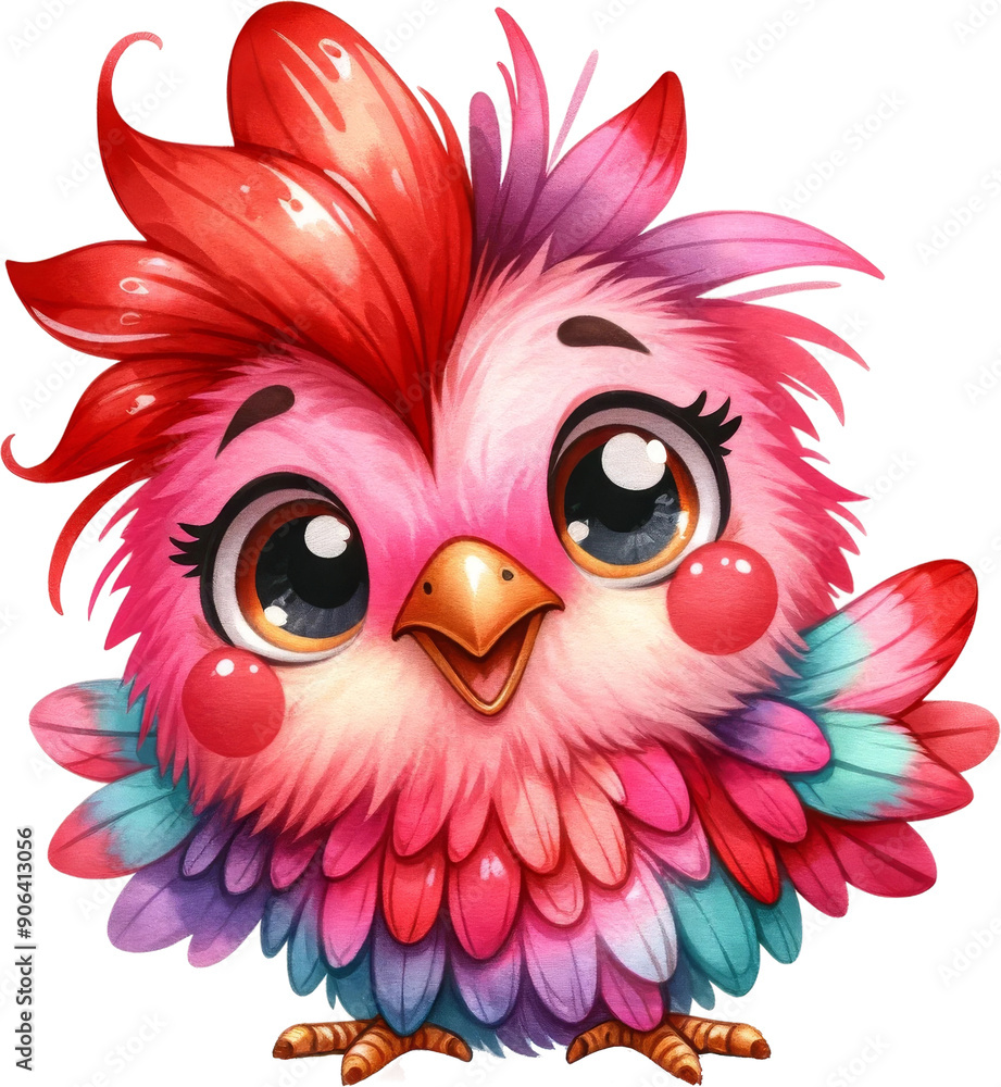 A colorful bird with pink feathers and a pink head A colorful bird with pink feathers and a pink head