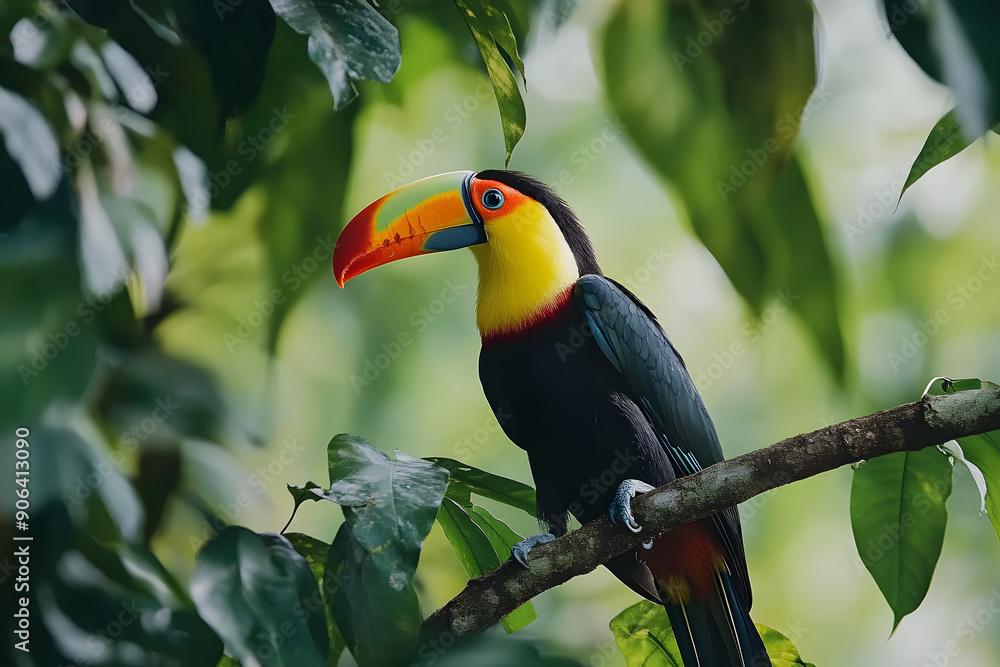 Colorful bird toucan sitting on tree Colorful bird toucan sitting on tree