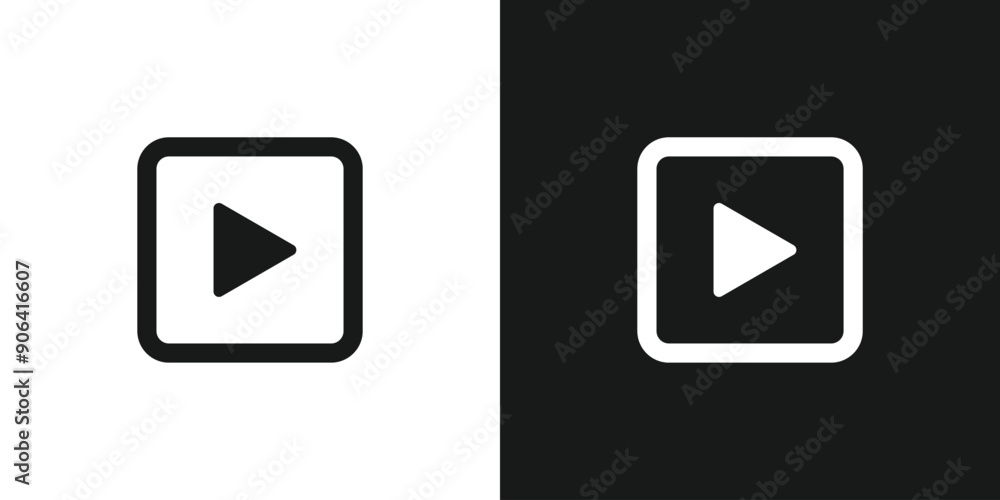 Play button icon. Music video start sign. Isolated on white and black. Vector Play button icon. Music video start sign. Isolated on white and black. Vector