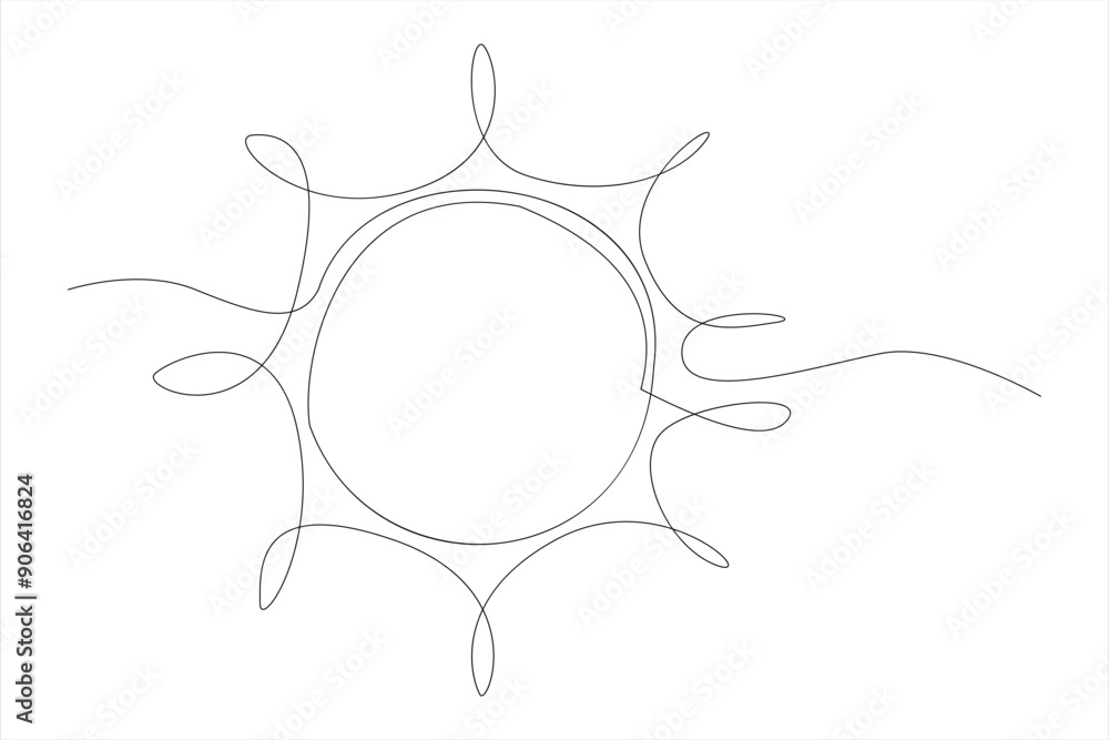 Continuous one line drawing sun art Summer sun contour line sign line art illustration Continuous one line drawing sun art Summer sun contour line sign line art illustration