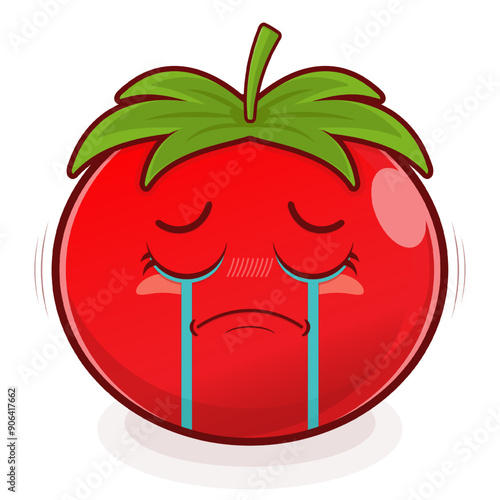 tomato crying face cartoon cute