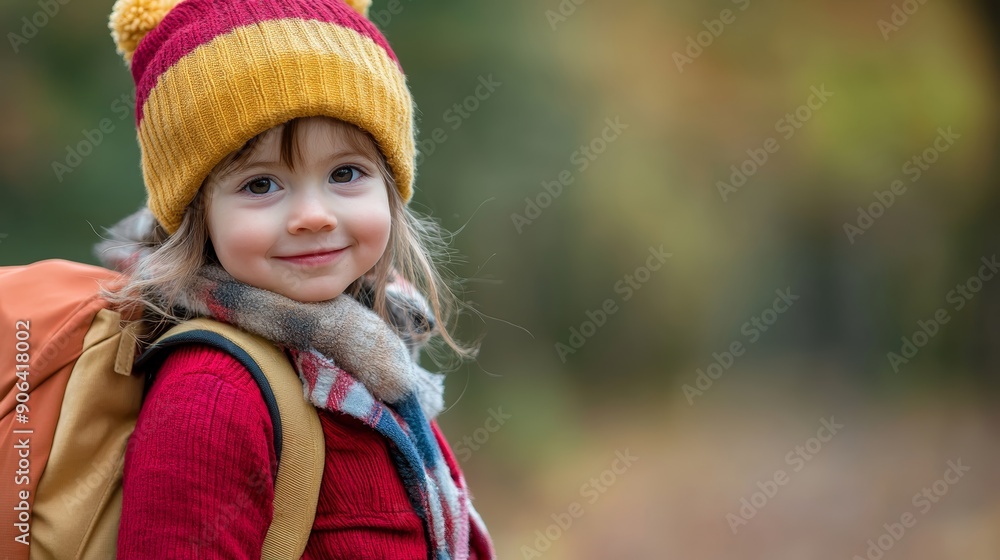Happy Girl with Backpack Going to School Happy Girl with Backpack Going to School
