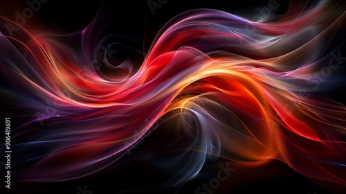 beautiful and colorful smoke, fog flow background, main colors are red and orange on dark background