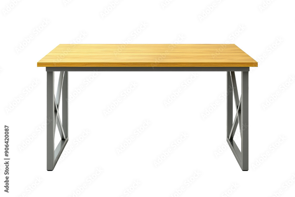 Modern Office Desk With Light Wood Top and Metal Legs Modern Office Desk With Light Wood Top and Metal Legs