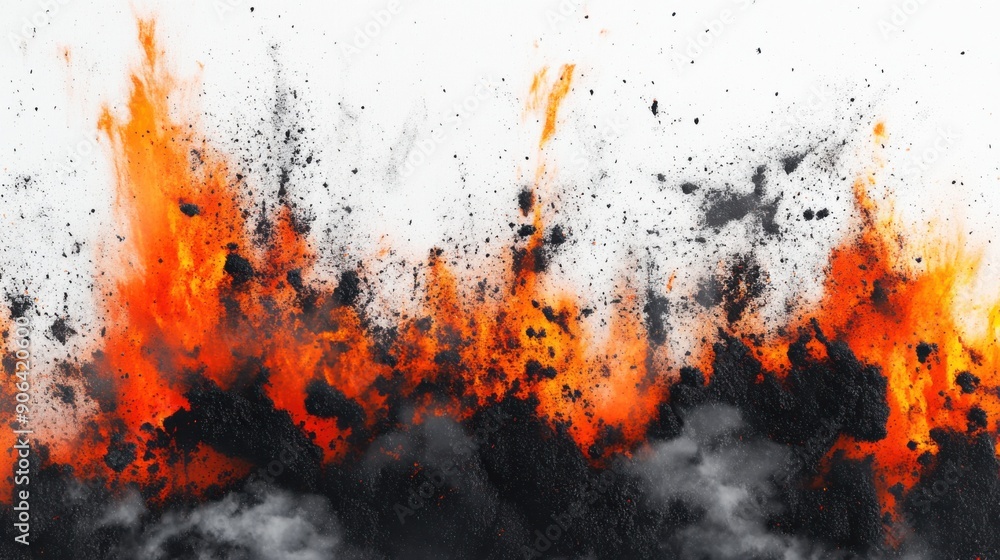 Molten Lava Powder Burst on Ash White Canvas Molten Lava Powder Burst on Ash White Canvas