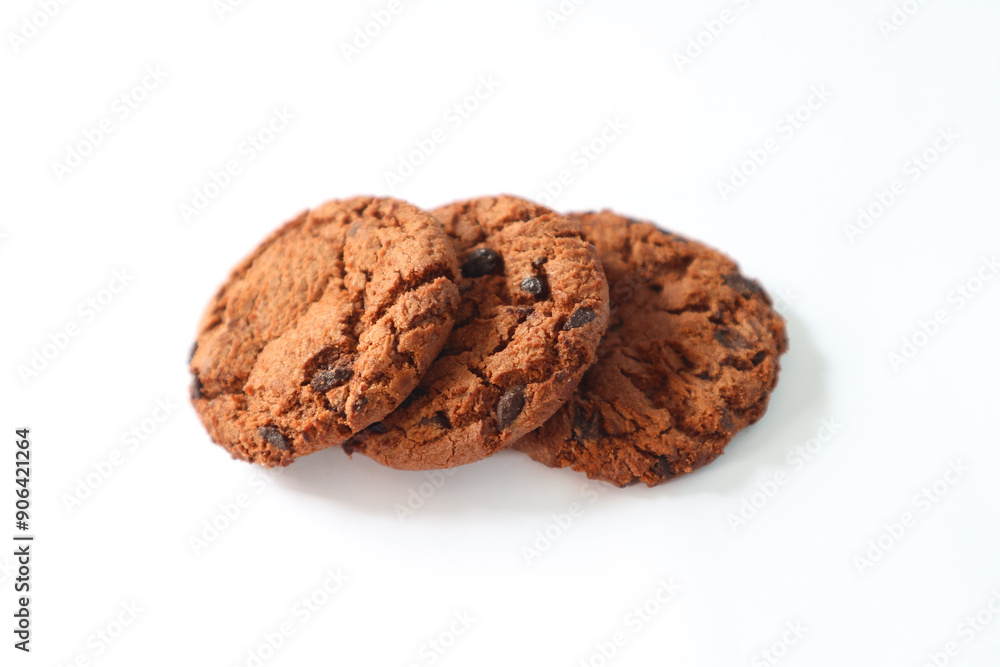 Chocolate chip cookies on white background. Chocolate chip cookies on white background.