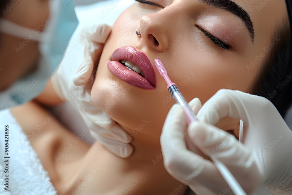 Aesthetic Lip Enhancement Procedure in Progress Aesthetic Lip Enhancement Procedure in Progress