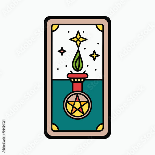 tarot card with a mystical, alchemical theme