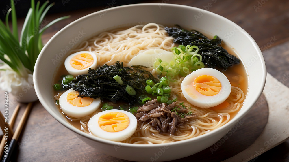 ramen with a focus on the rich, flavorful broth and the perfectly cooked noodles ramen with a focus on the rich, flavorful broth and the perfectly cooked noodles