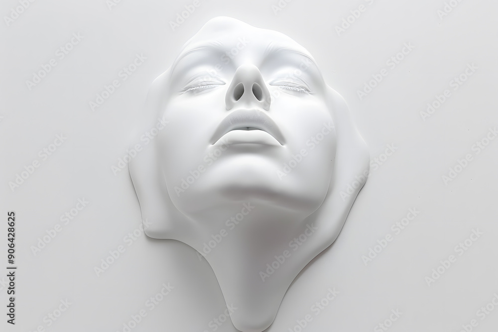 3d white sculpture of woman face with closed eyes isolated on a simple background 3d white sculpture of woman face with closed eyes isolated on a simple background