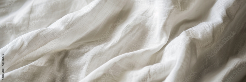 White Textured Linen Fabric Surface White Textured Linen Fabric Surface