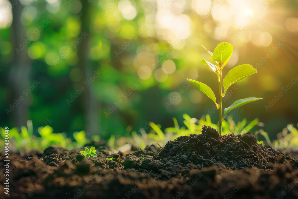 Small green plant is growing in the soil. Small green plant is growing in the soil.