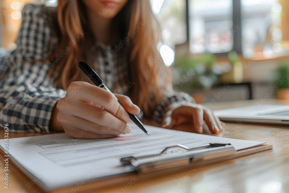 custom made wallpaper toronto digitalFocused Writing: A Close-Up of a Woman Taking Notes in a Cozy Workspace