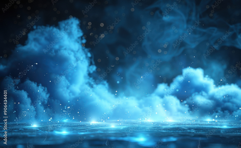 Mystical Blue Sky with Glowing Lights Mystical Blue Sky with Glowing Lights