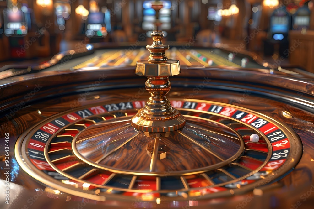 Elegant Roulette Wheel in a Luxurious Casino Setting Elegant Roulette Wheel in a Luxurious Casino Setting