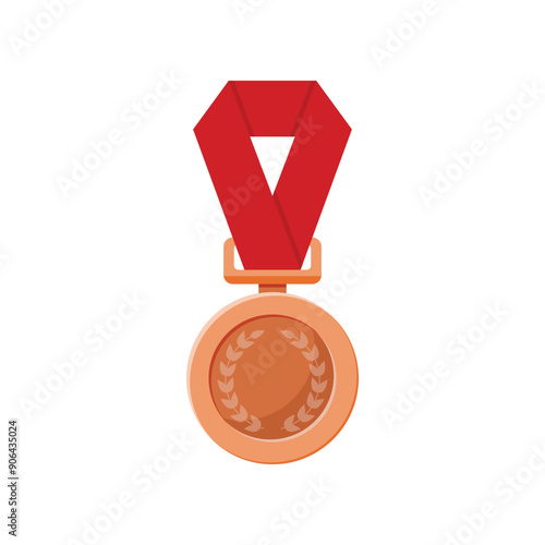 Bronze medal icon in flat style. Trophy award vector illustration on isolated background. Winner sign business concept.