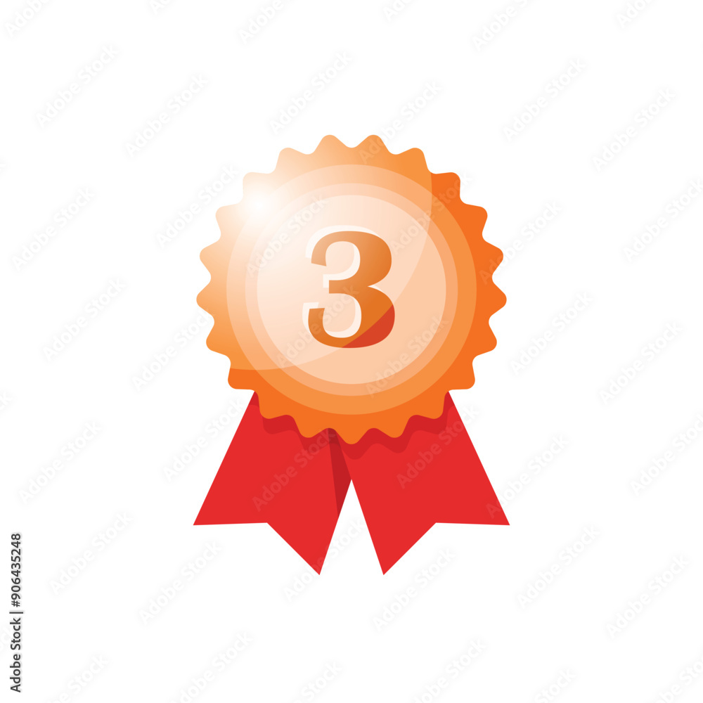 Bronze medal icon in flat style. Trophy award vector illustration on isolated background. Winner sign business concept. Bronze medal icon in flat style. Trophy award vector illustration on isolated background. Winner sign business concept.