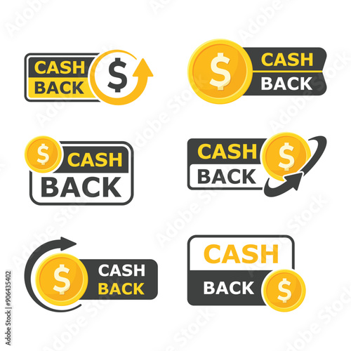 Cashback icon in flat style. Money back label vector illustration on isolated background. Cash back poster sign business concept.