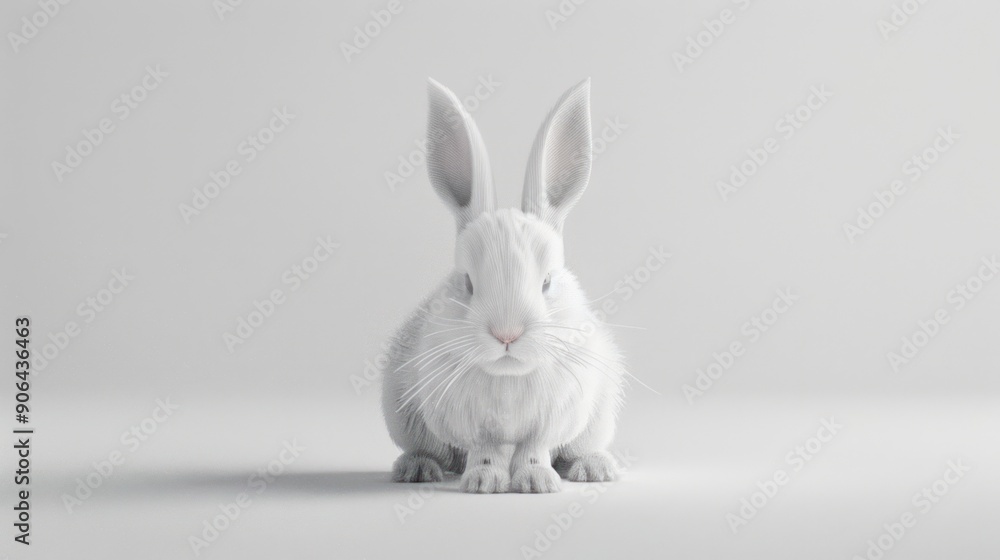Obraz premium White Bunny on a White Background